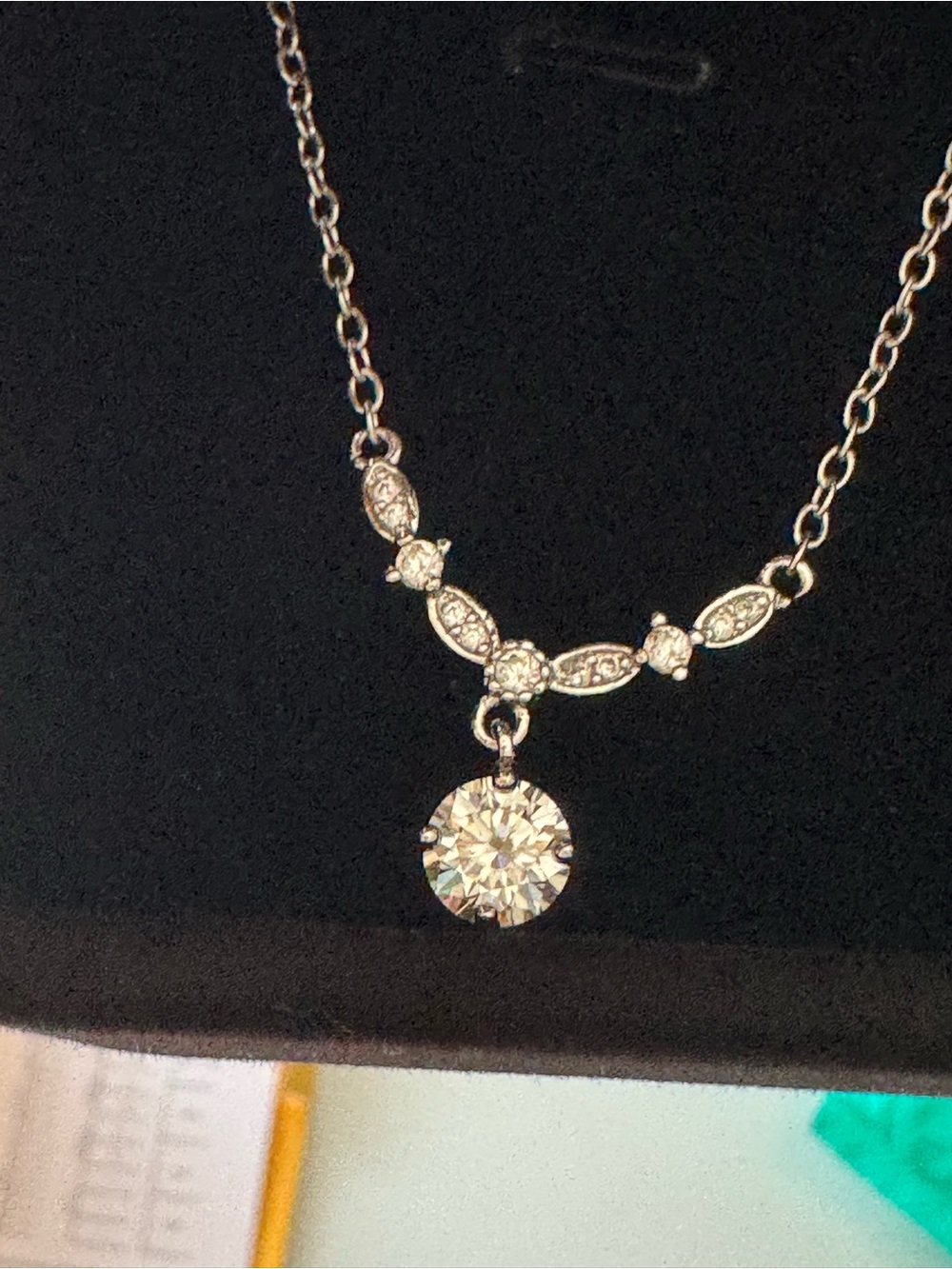 Sparkling Clear Crystal Pendant Necklace in Silver Tone